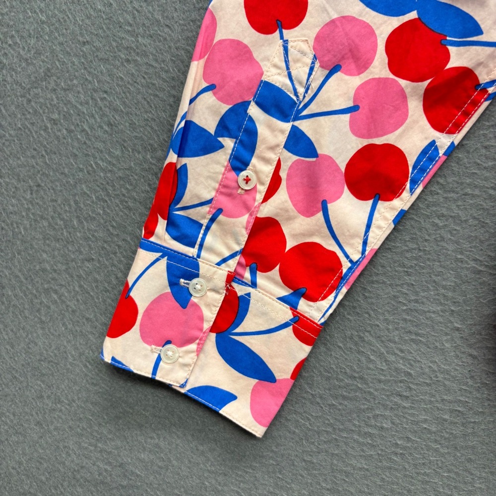 Boden Sienna Shirt Womens 14R Pink Red Blue Cherry Print Button Down NEW - Picture 10 of 10